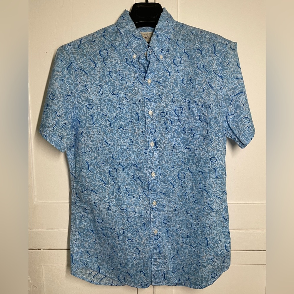 NEW J. Crew Mens Blue Swirl Pattern Shirt